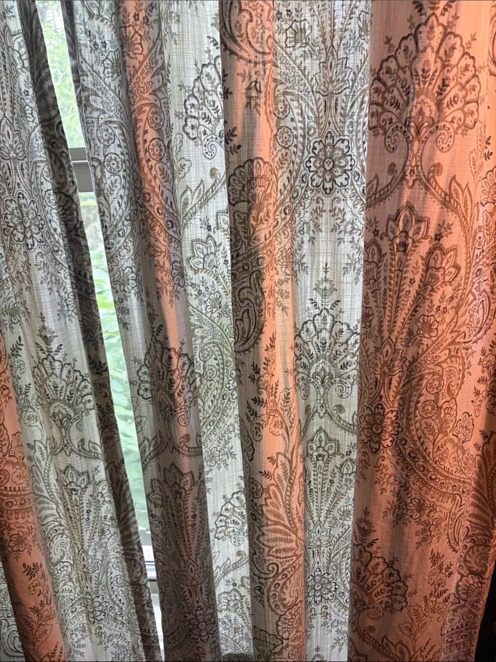 Classic Tahari Damask Window Curtain Panels 4, Beige, Gold and Silver